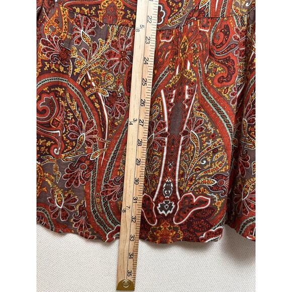 Love 21 Paisley Dress Women’s Size S Orange Brown Red Long Sleeve Boho Chic Fall - Picture 15 of 16